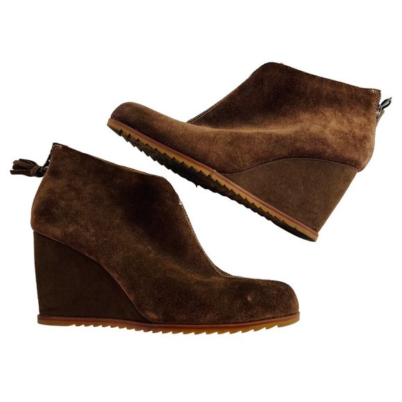 Kork-Ease Womens Brown Wedge Ankle Boots Size 9M Suede Leather Upper - Picture 1 of 8